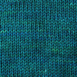 Sweet Georgia Flaxen Silk Fine, Knitted swatch in Fizzy Water