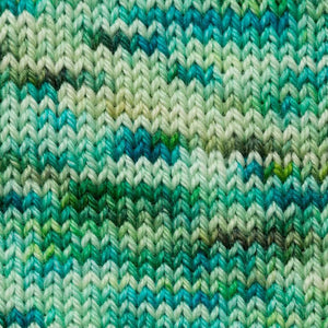 Sweet Georgia Flaxen Silk Fine, Knitted swatch in Seedling